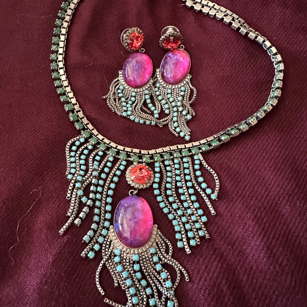 Necklace with matching pierced earrings